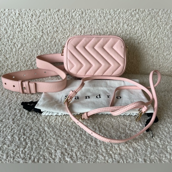 SANDRO - Leather blush crossbody/belt pouch - Picture 6 of 7